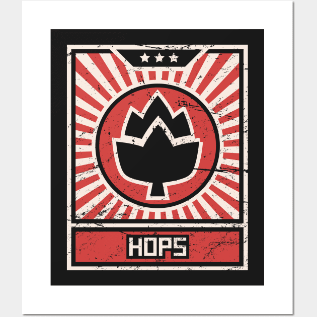 HOPS – Vintage Style Propaganda Poster Wall Art by MeatMan